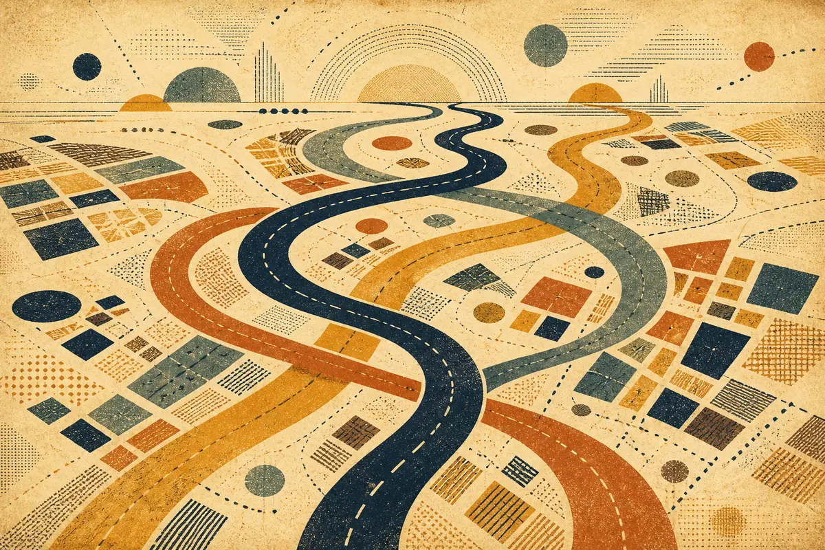 Abstract illustrated map composition for Fond du Lac, United States