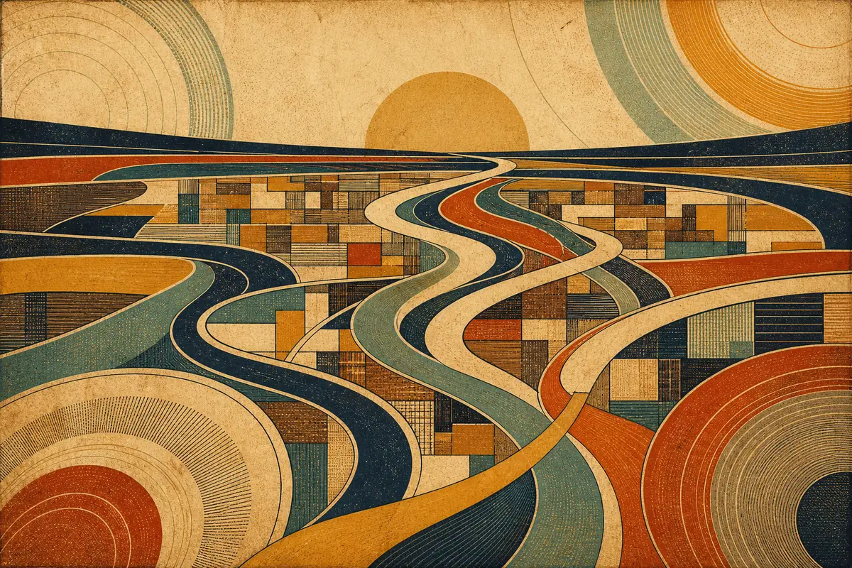 Abstract illustrated map composition for Fontana, United States