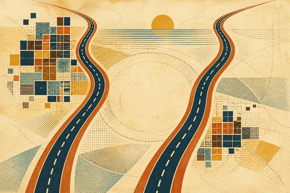 Abstract illustrated map composition for Forney, United States