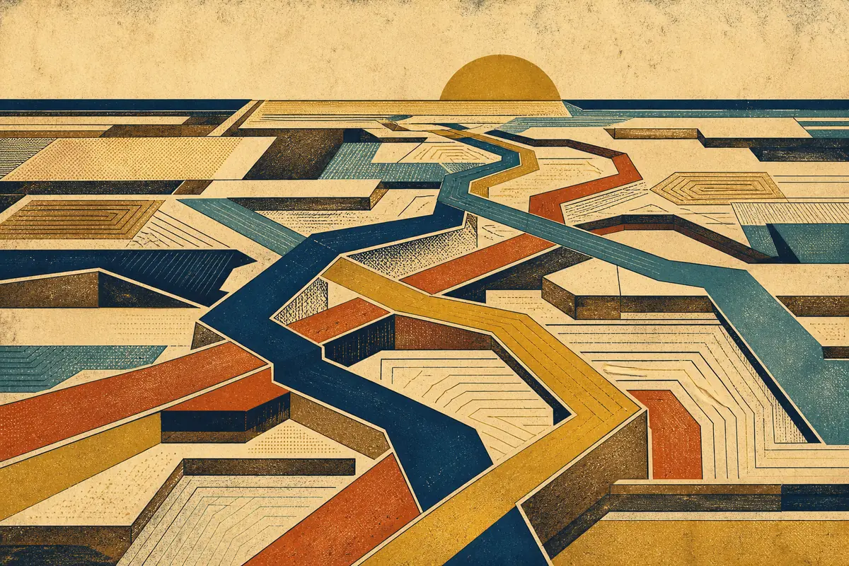 Abstract illustrated map composition for Fort Collins, United States