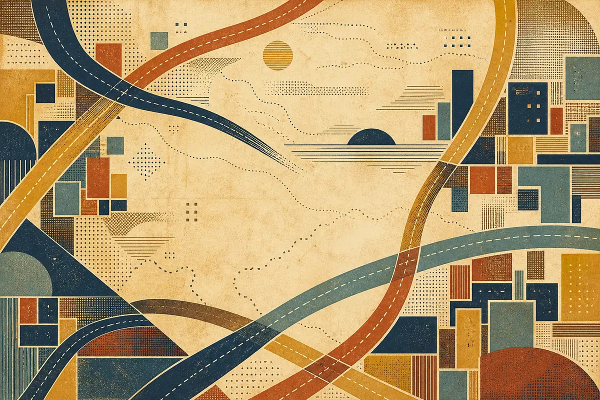 Abstract illustrated map composition for Fort Lee, United States