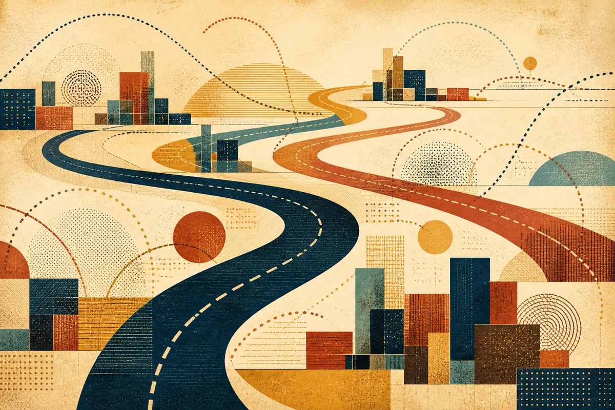 Abstract illustrated map composition for Fort Mill, United States