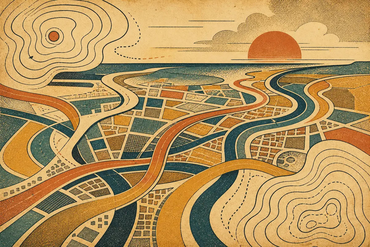 Abstract illustrated map composition for Fort Myers, United States