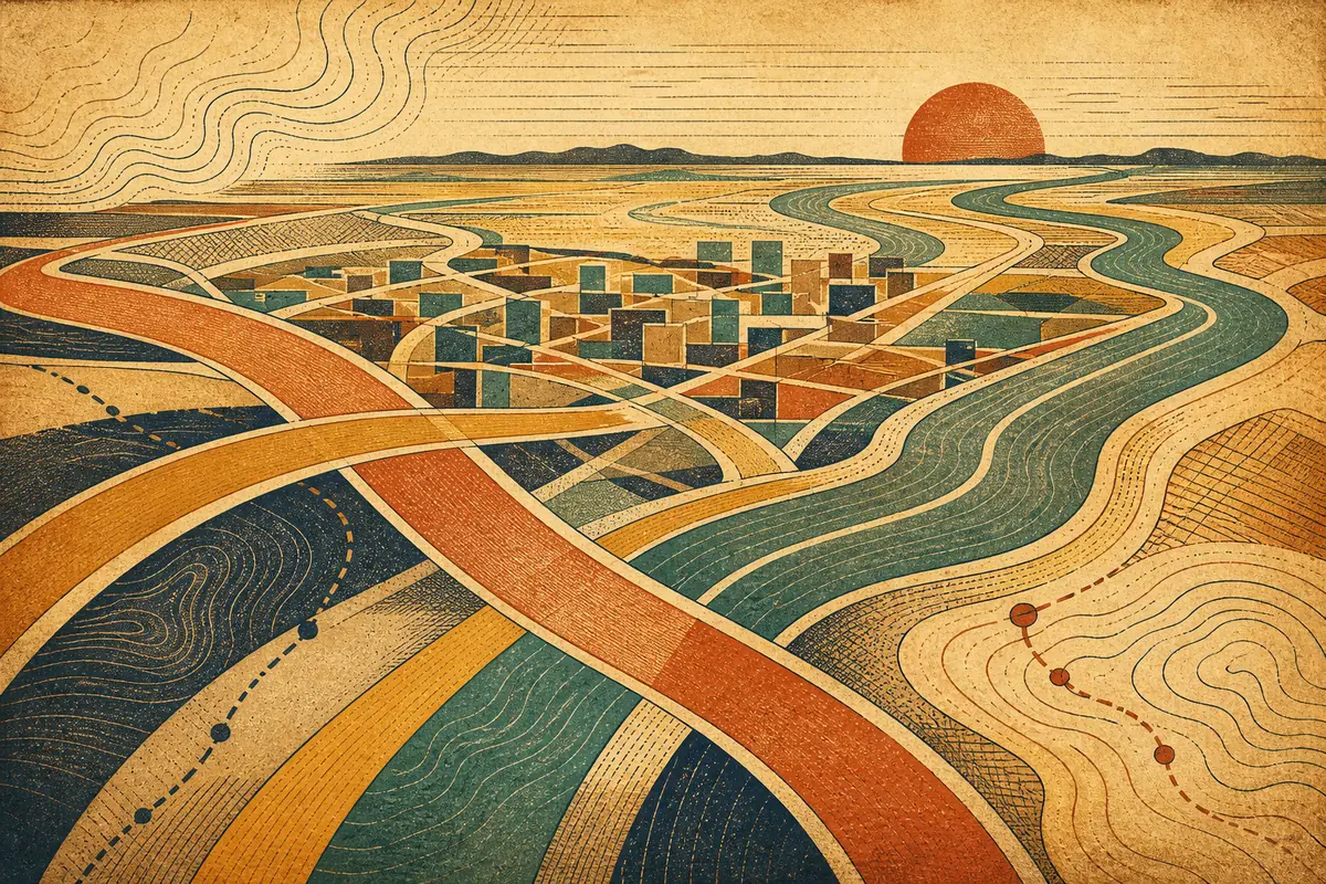 Abstract illustrated map composition for Fort Smith, United States