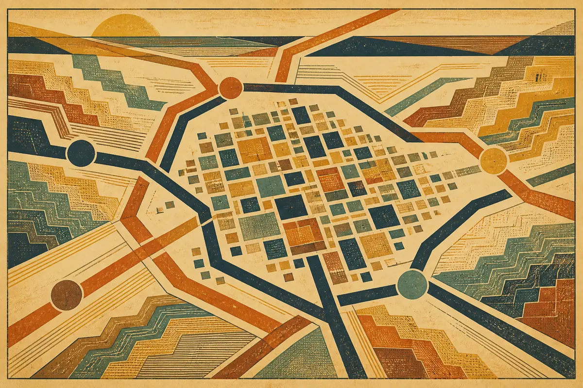 Abstract illustrated map composition for Fort Wayne, United States