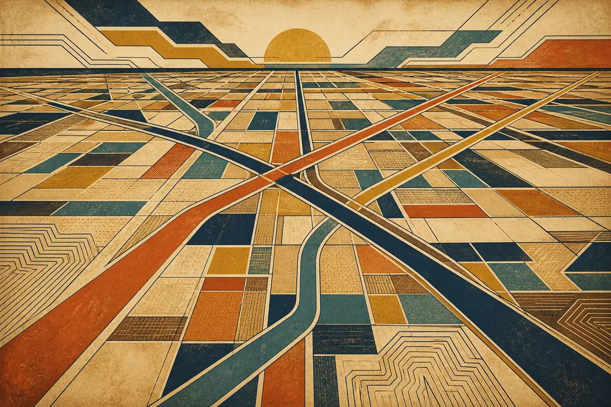 Abstract illustrated map composition for Fort Worth, United States