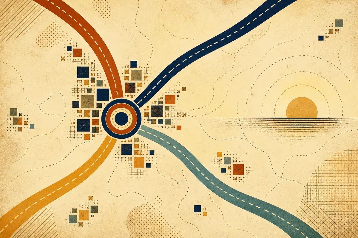 Abstract illustrated map composition for Fountain, United States