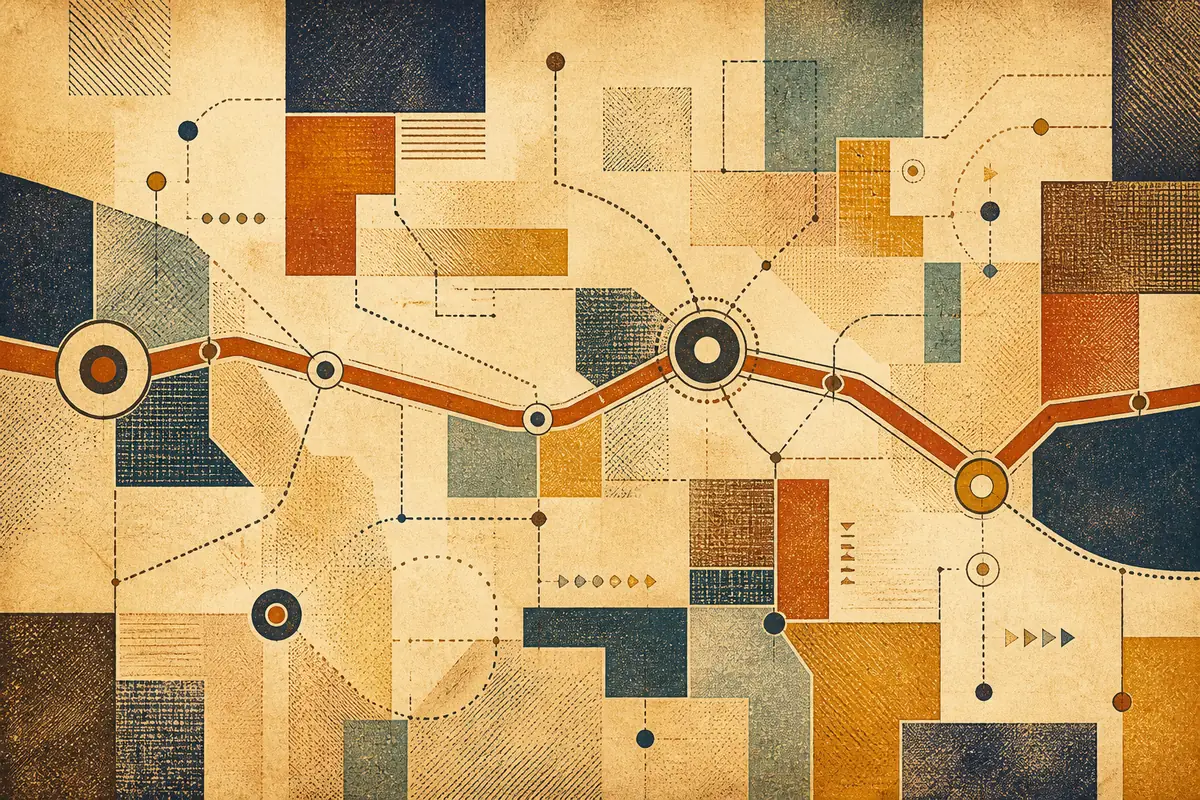Abstract illustrated map composition for Fountainebleau, United States