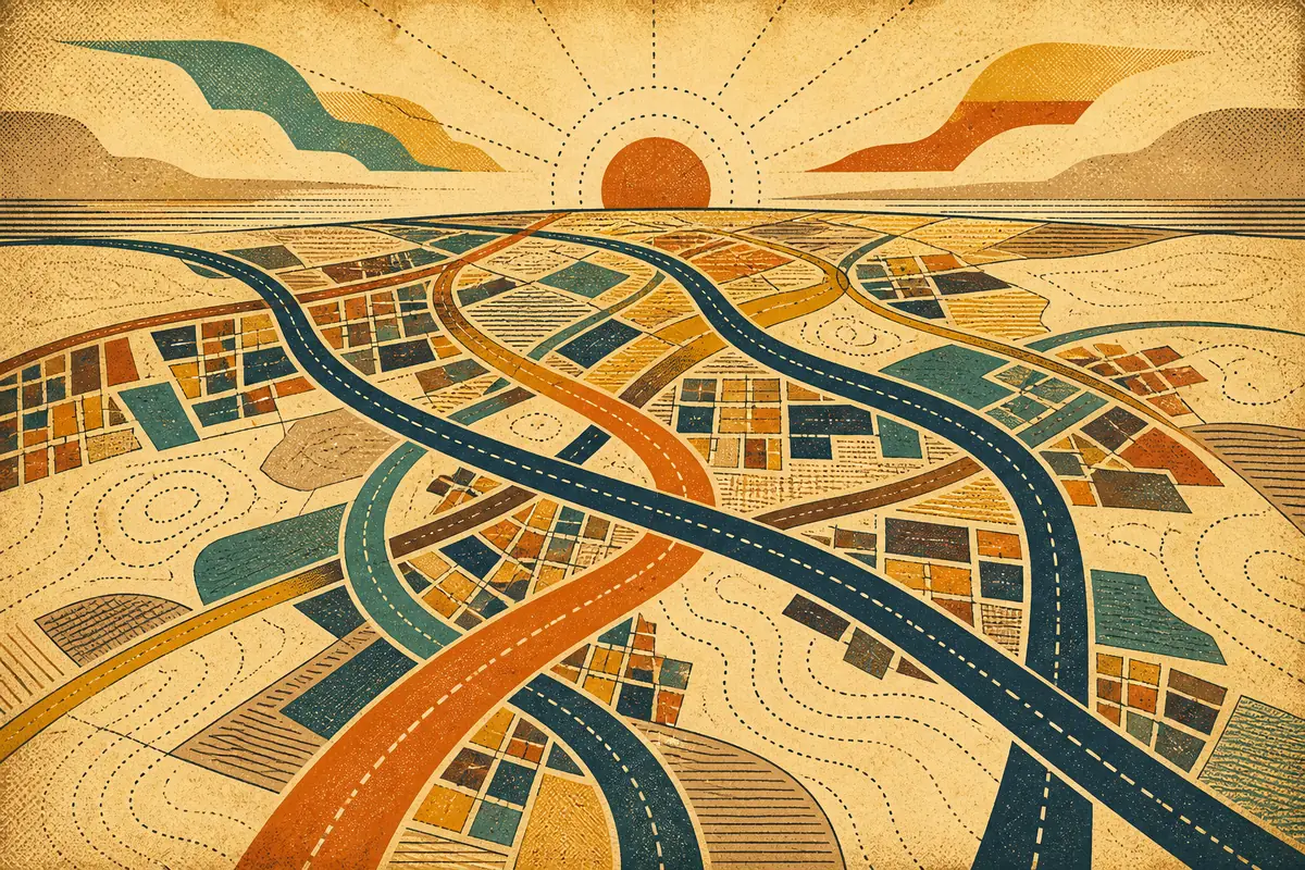 Abstract illustrated map composition for Franklin, United States