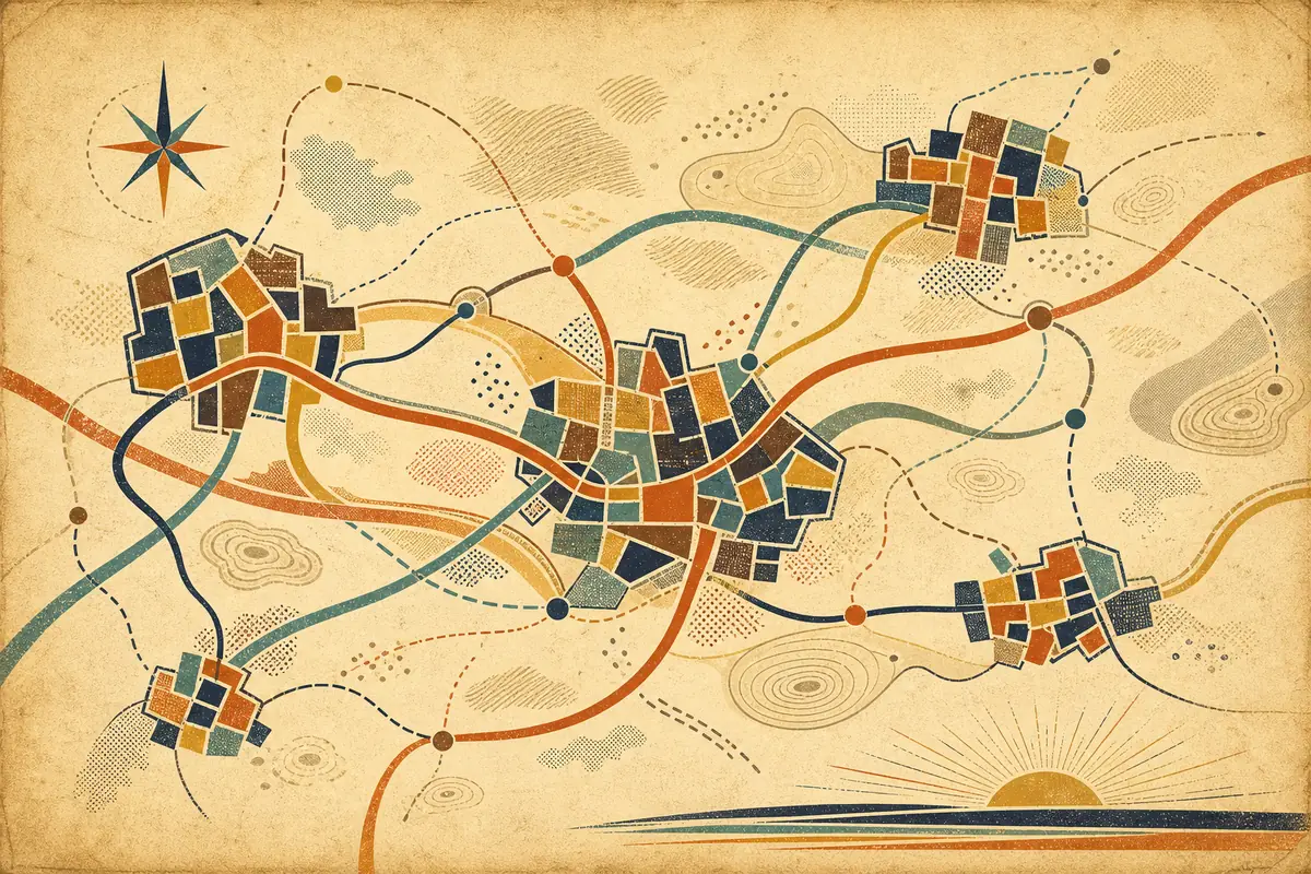 Abstract illustrated map composition for Frederick, United States