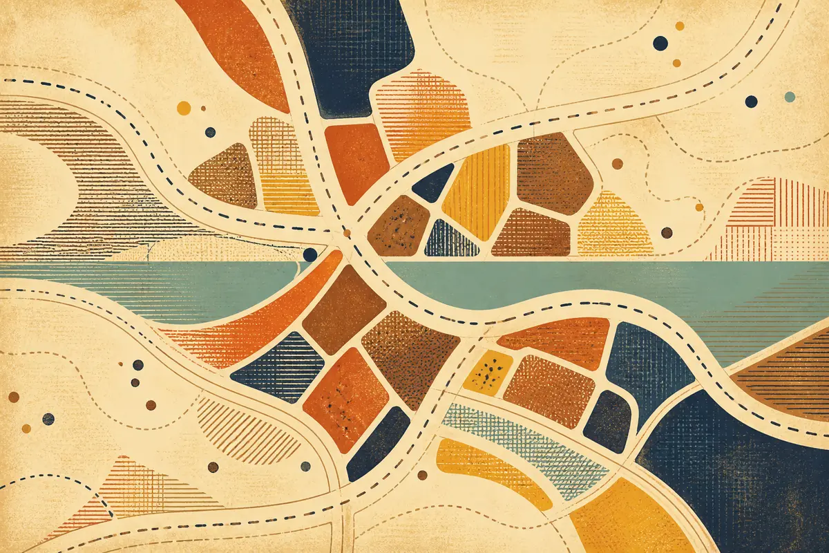 Abstract illustrated map composition for Freehold, United States