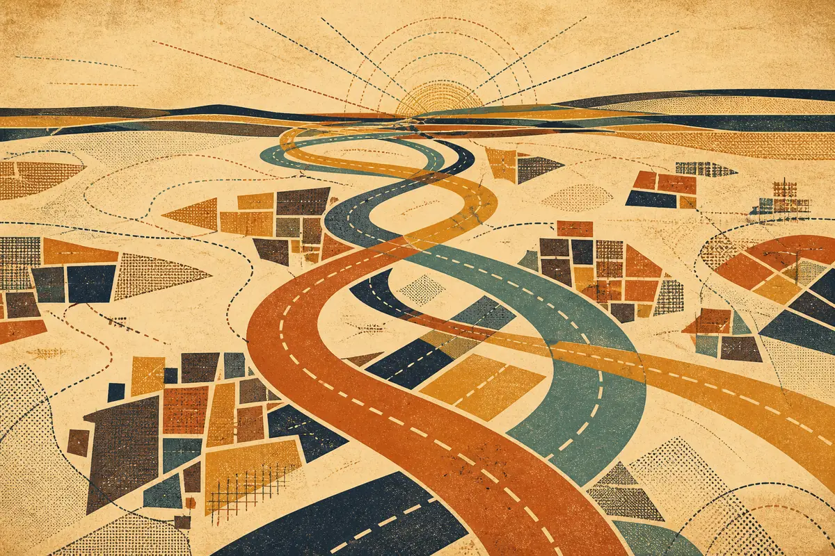 Abstract illustrated map composition for Freeport, United States