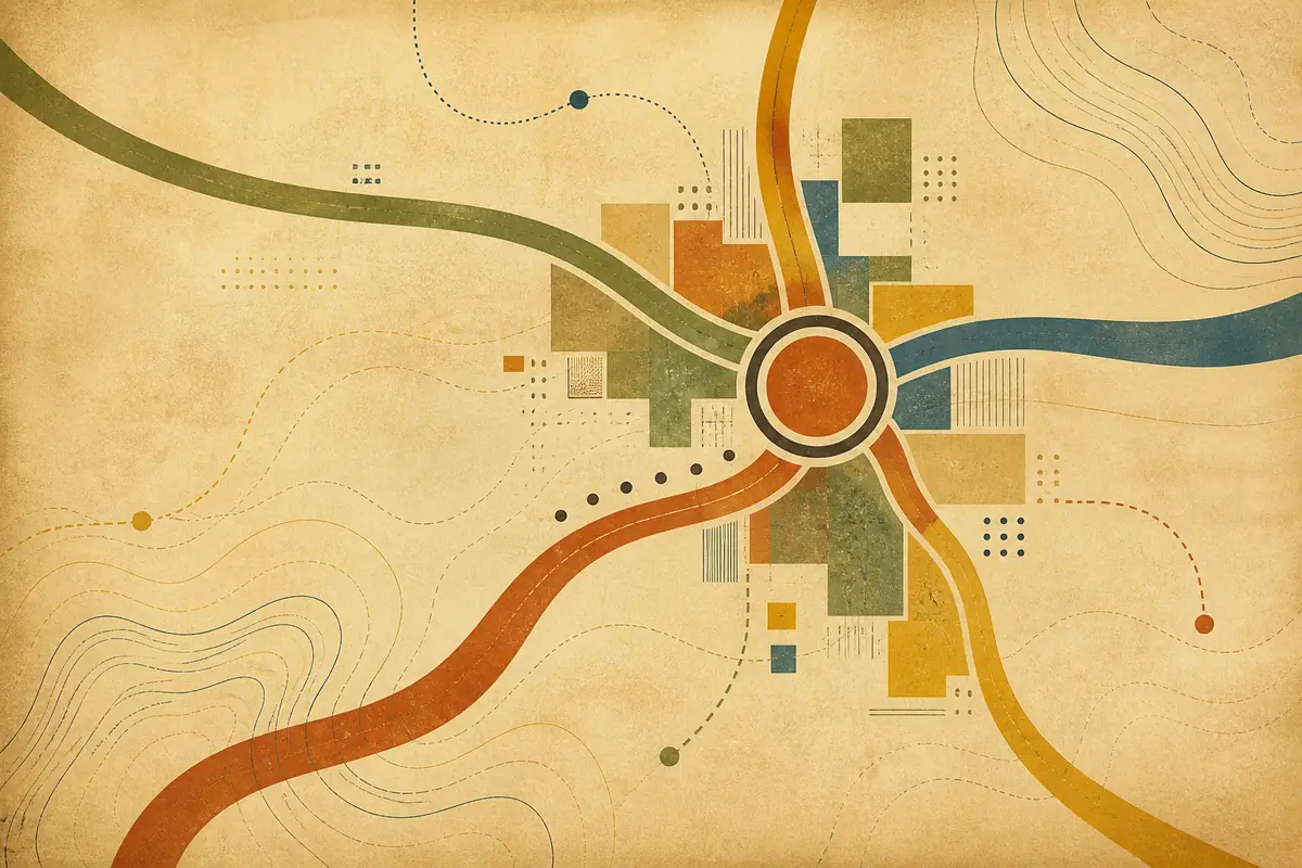 Abstract illustrated map composition for Fremont, United States
