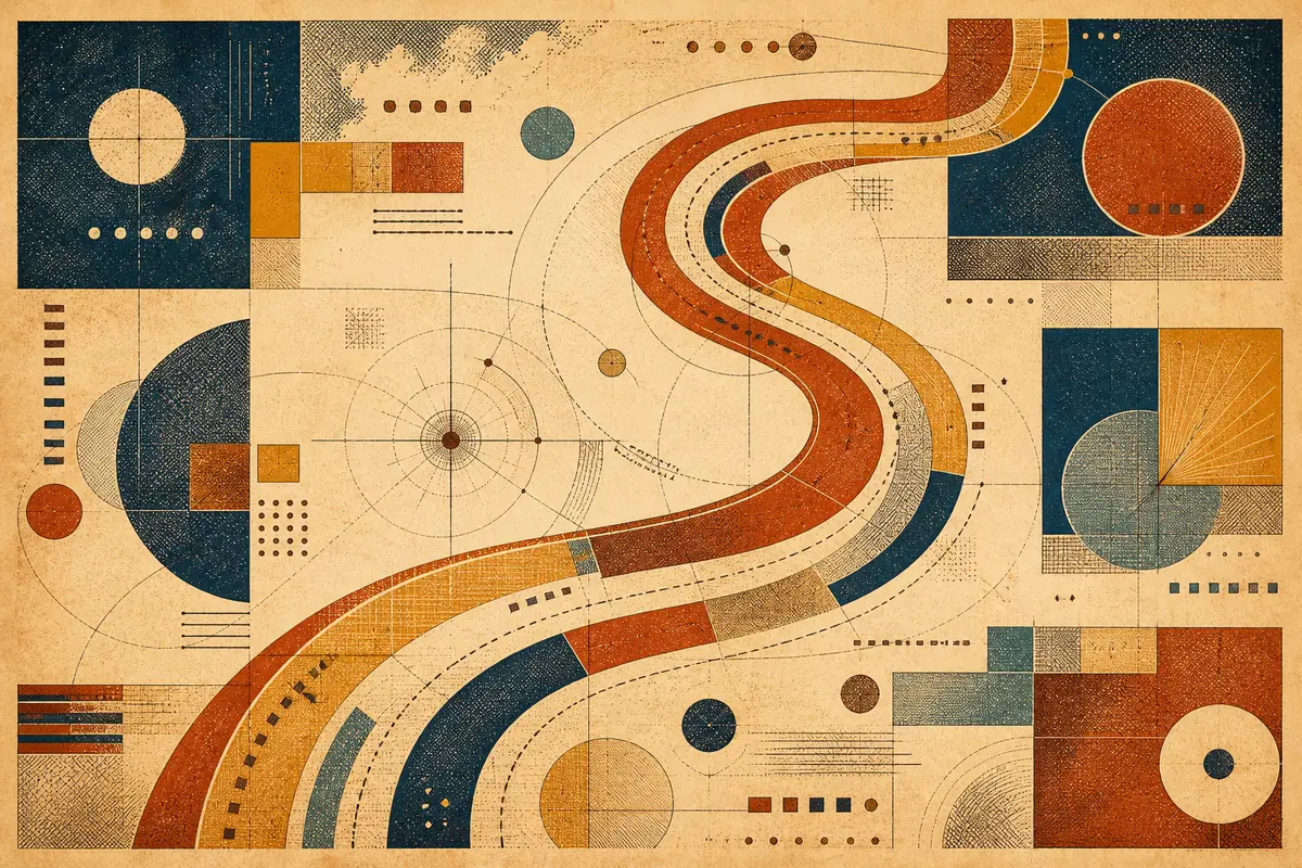 Abstract illustrated map composition for Friendswood, United States
