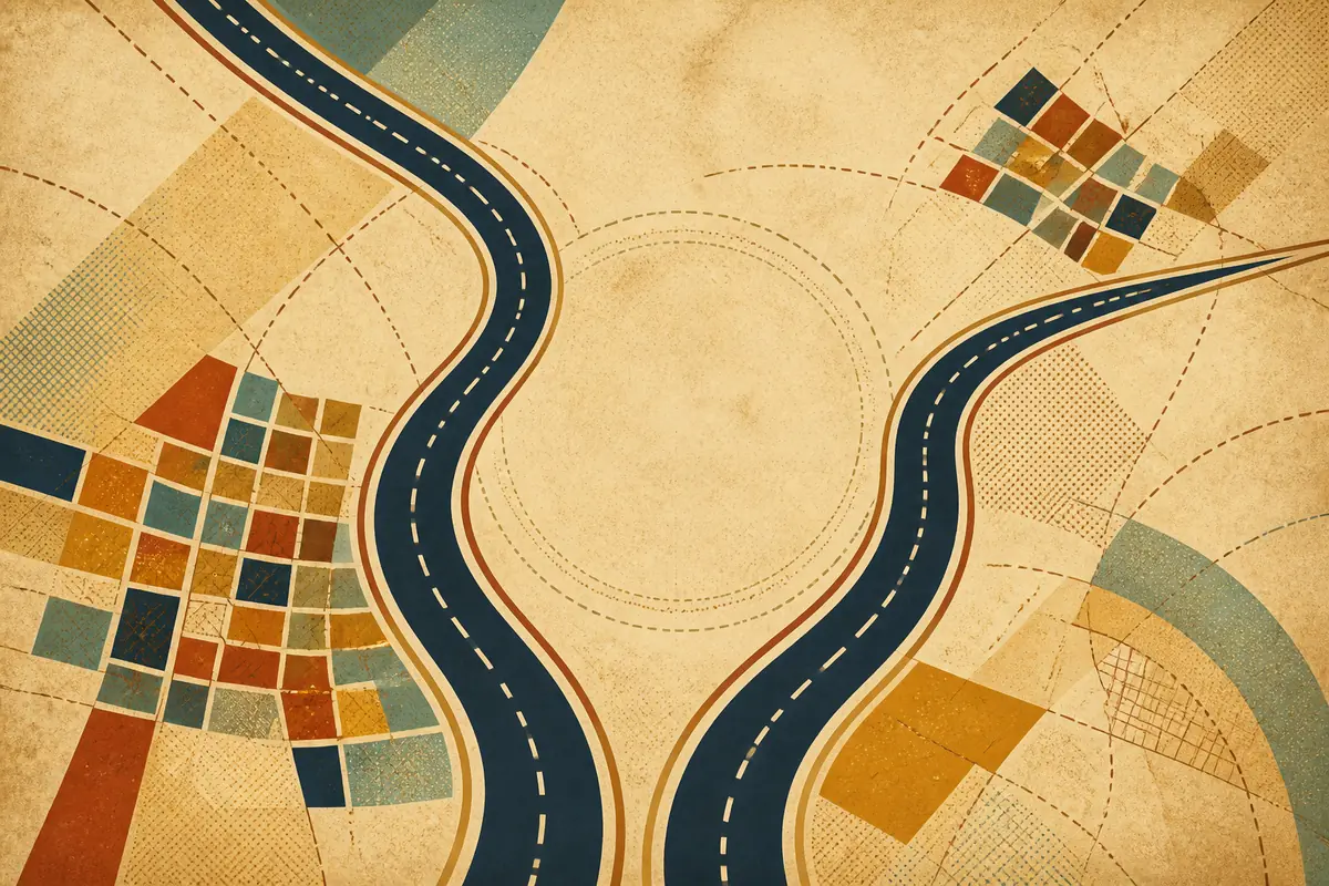 Abstract illustrated map composition for Fulshear, United States