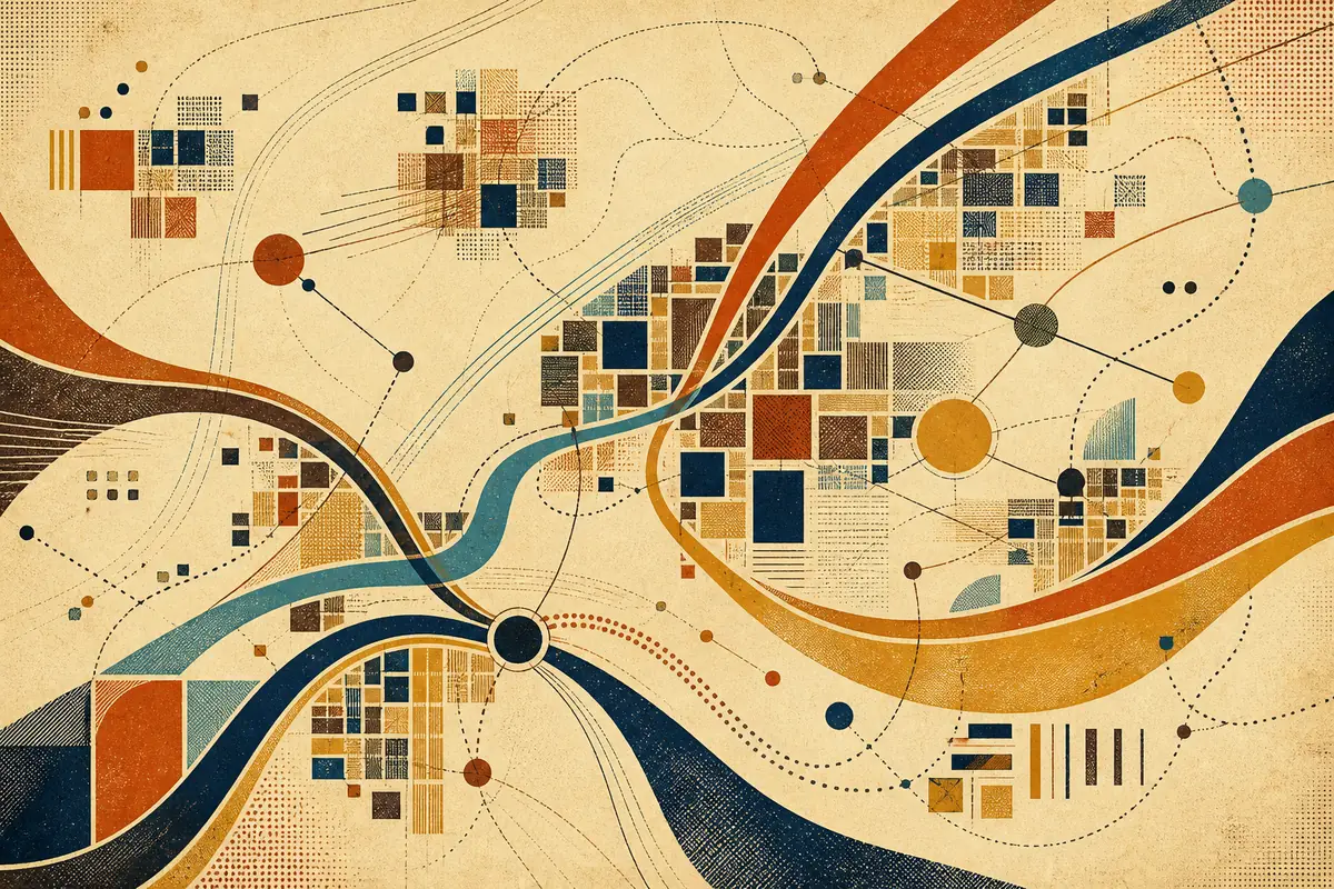 Abstract illustrated map composition for Fuquay-Varina, United States