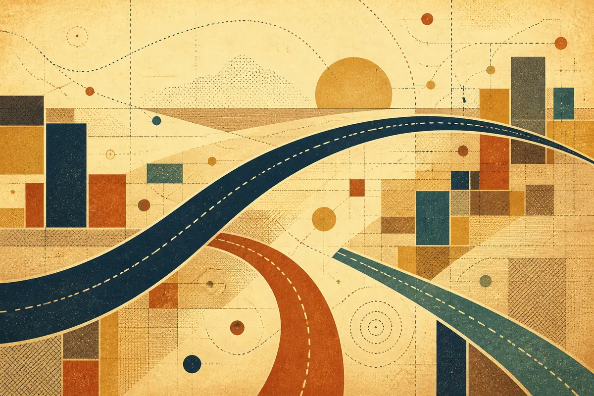 Abstract illustrated map composition for Gahanna, United States