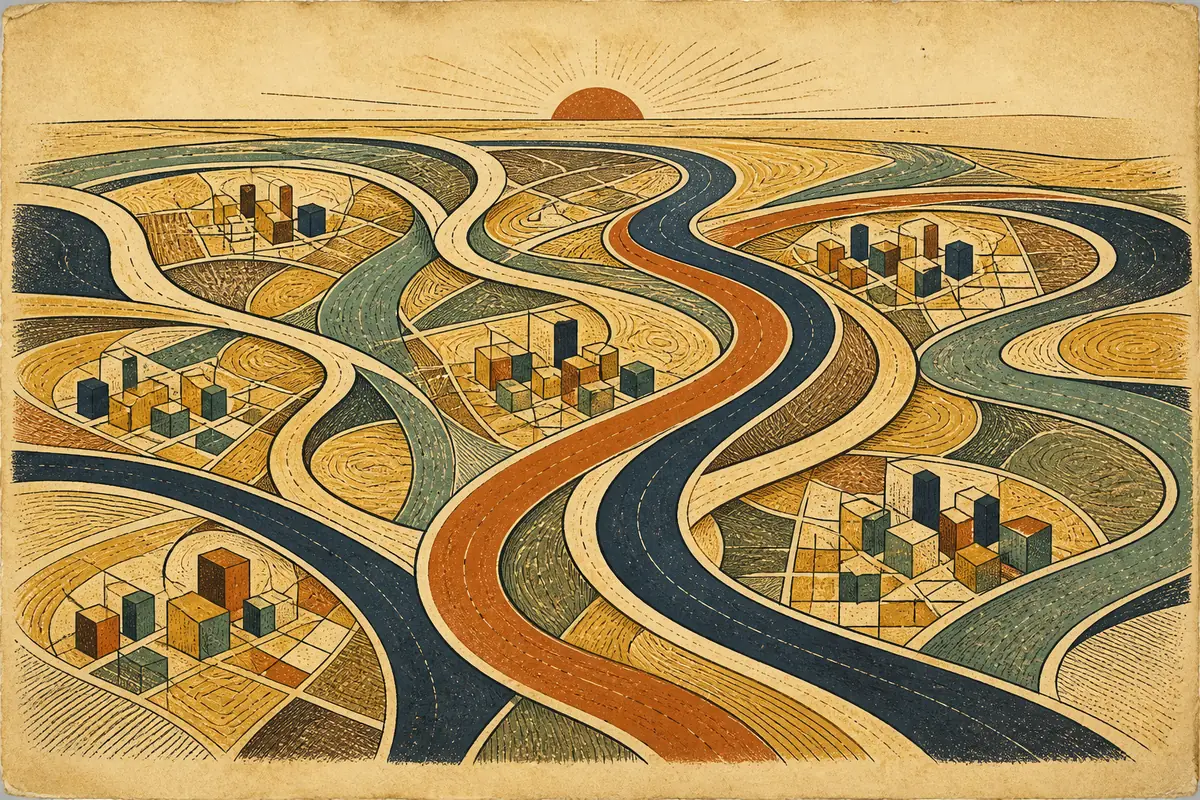 Abstract illustrated map composition for Gainesville, United States