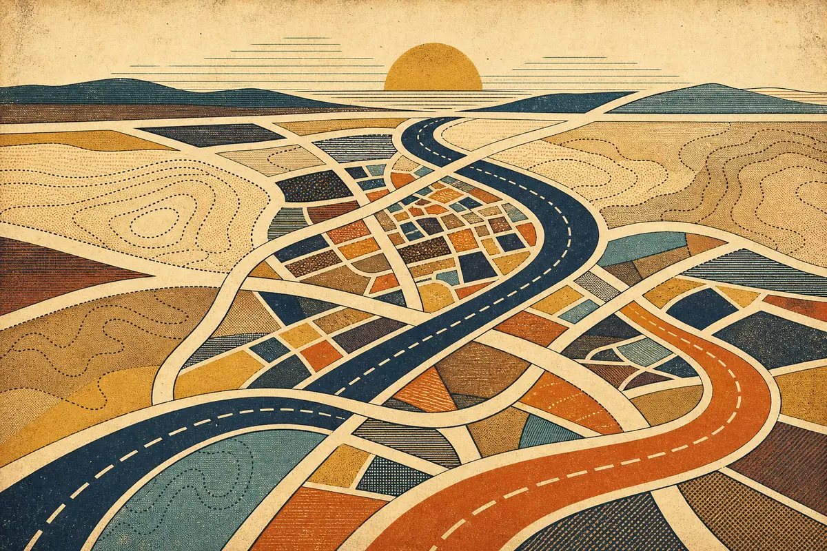 Abstract illustrated map composition for Gaithersburg, United States