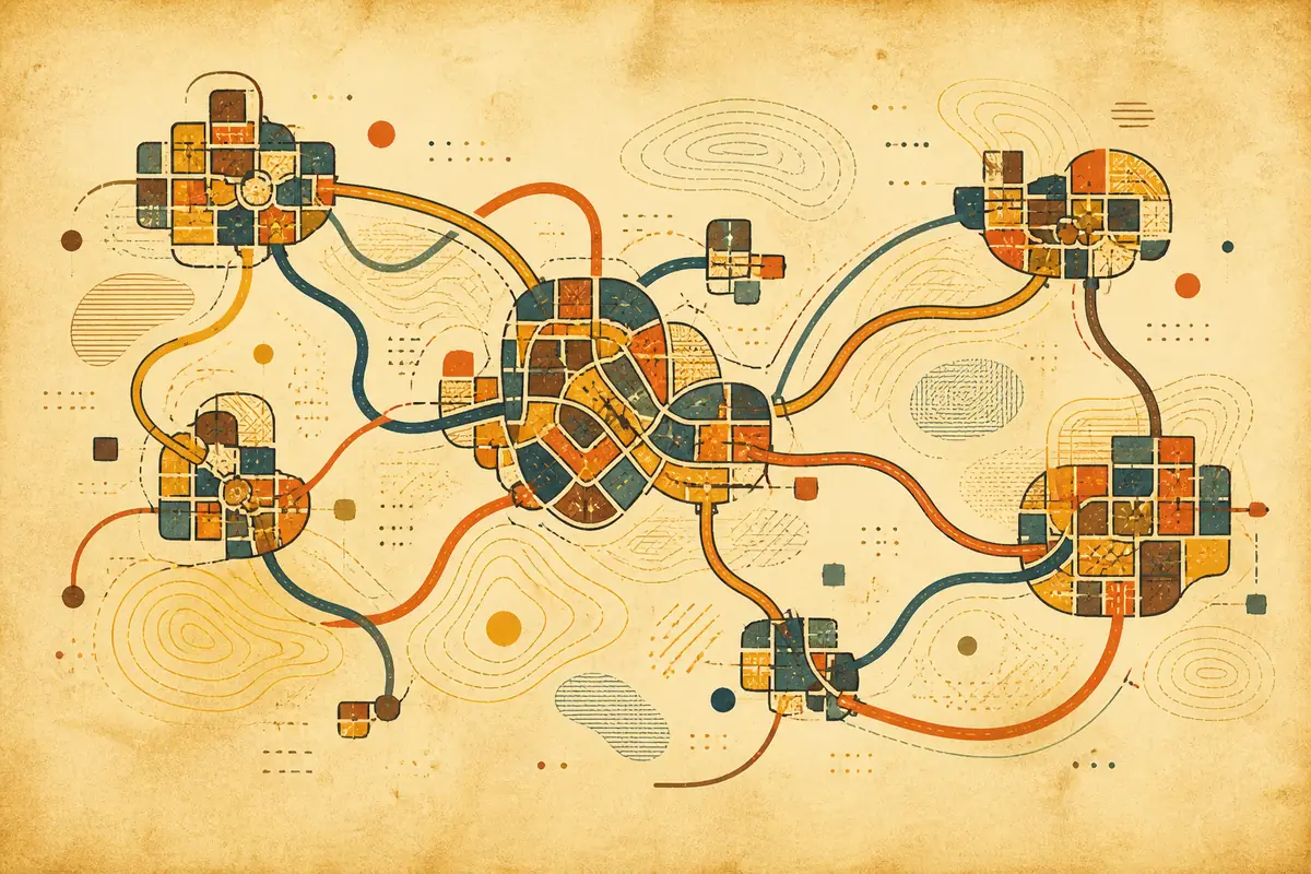 Abstract illustrated map composition for Galveston, United States