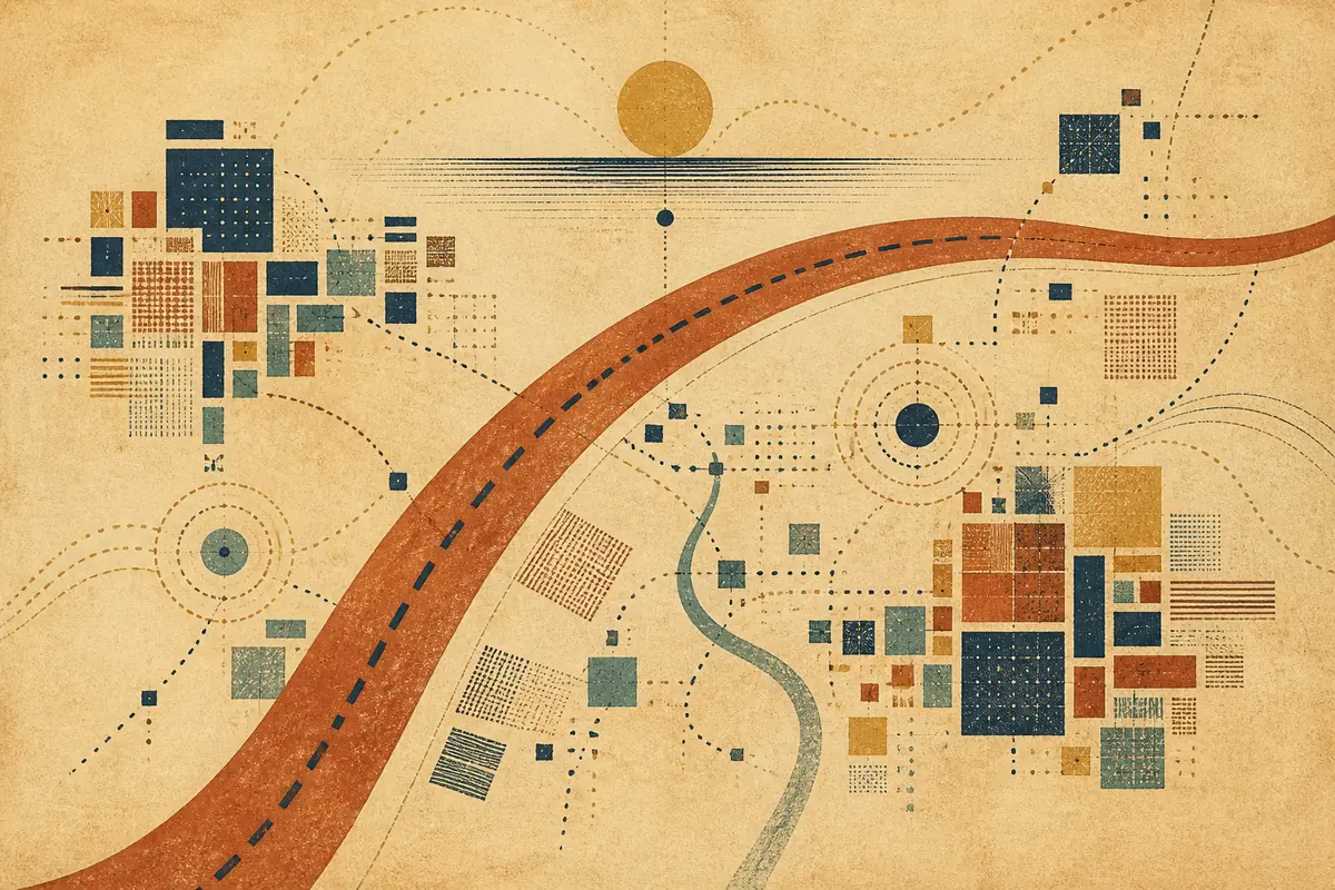 Abstract illustrated map composition for Garner, United States