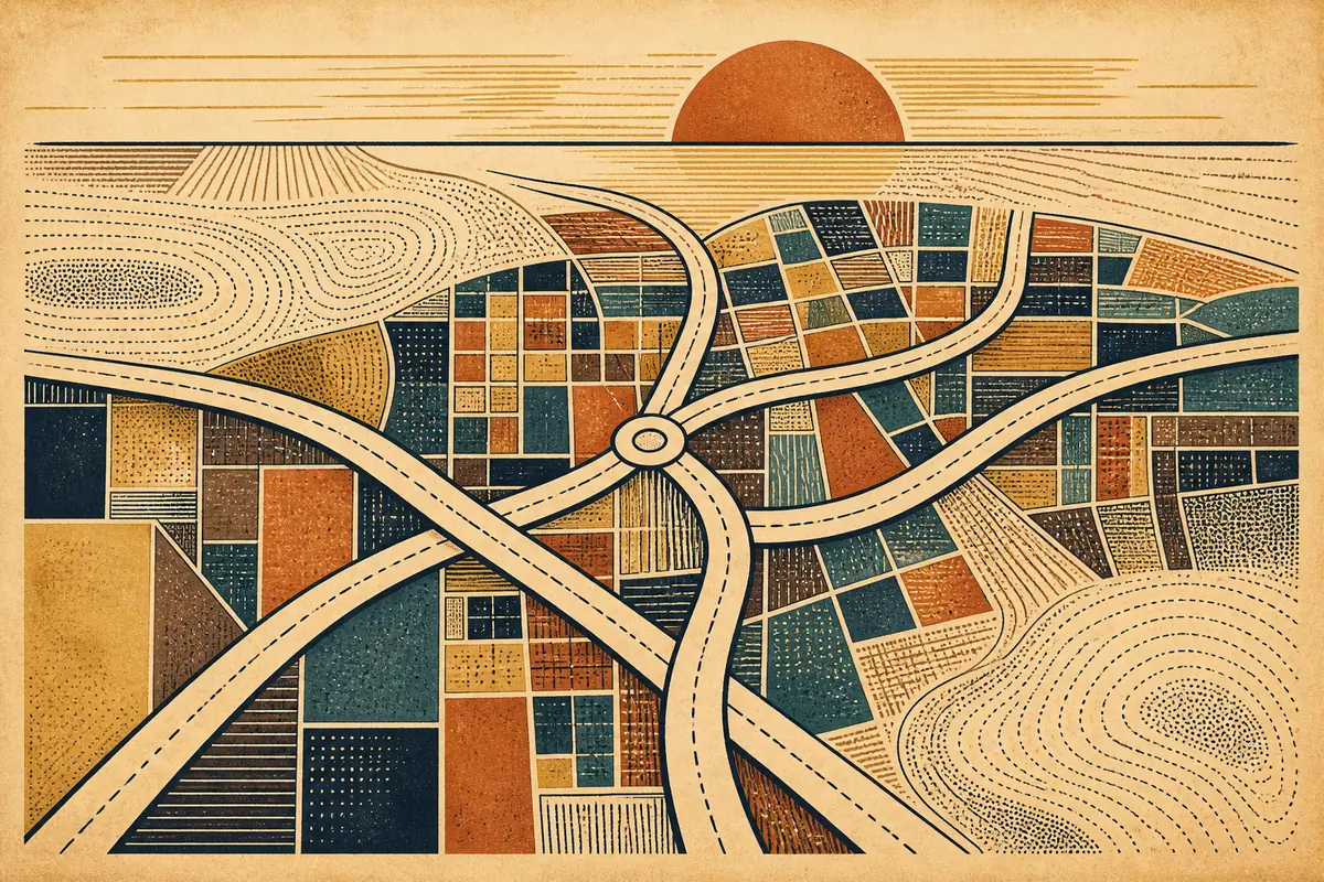 Abstract illustrated map composition for Gary, United States