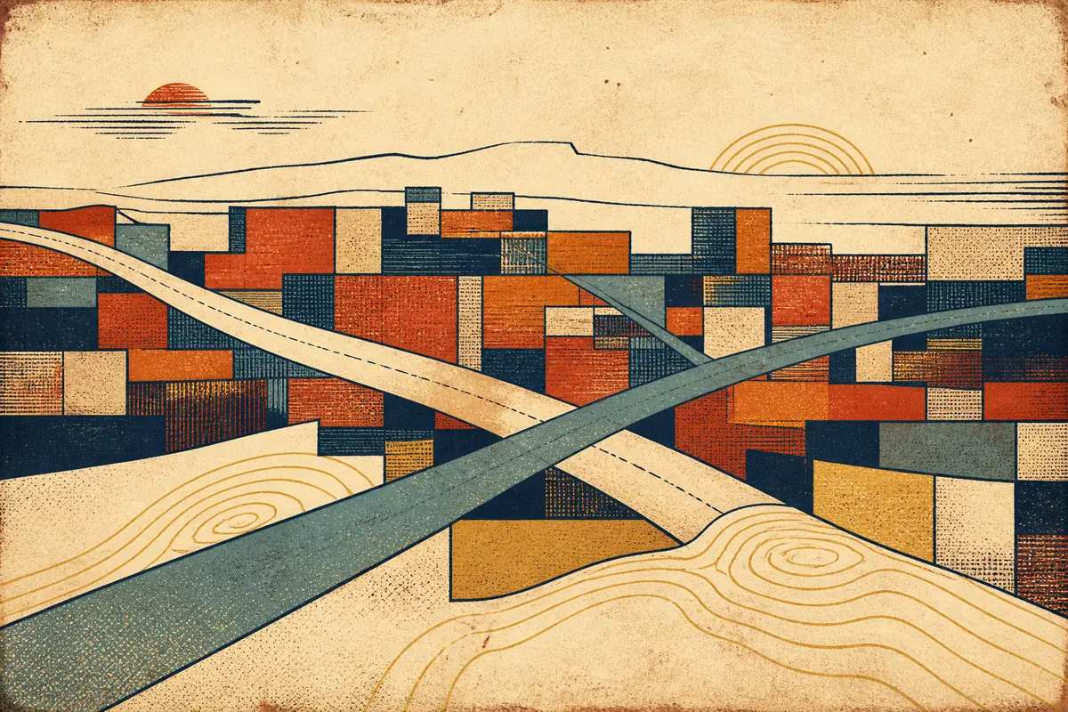Abstract illustrated map composition for Gastonia, United States