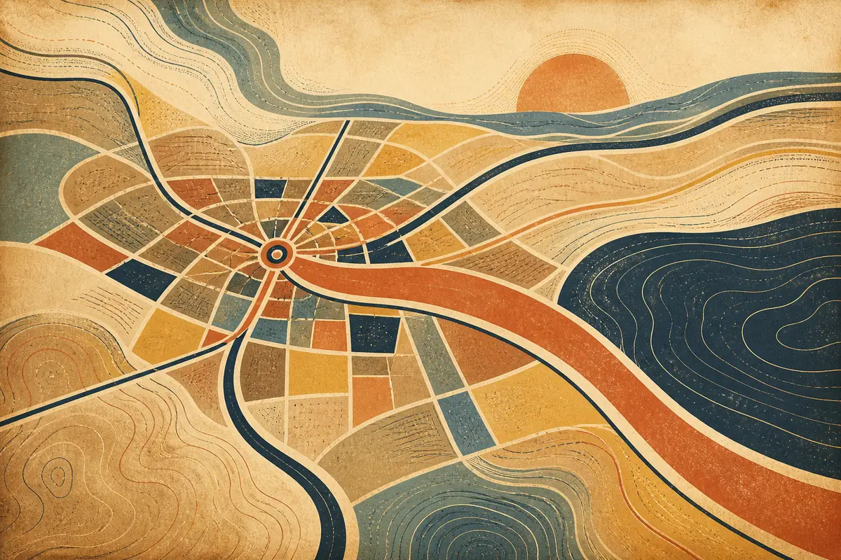 Abstract illustrated map composition for Georgetown, United States
