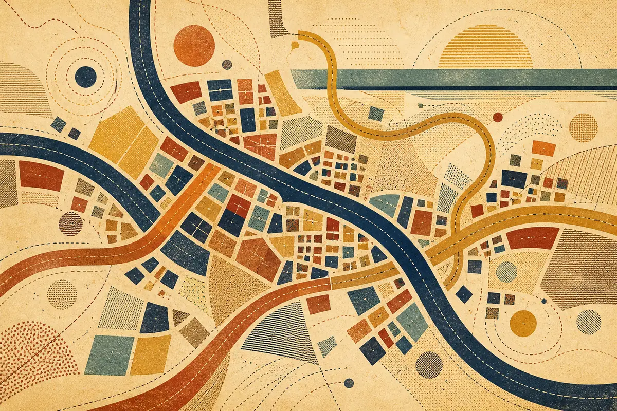 Abstract illustrated map composition for Germantown, United States