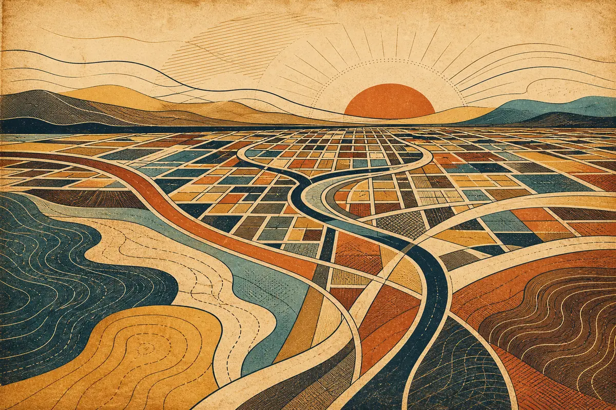 Abstract illustrated map composition for Glendale, United States