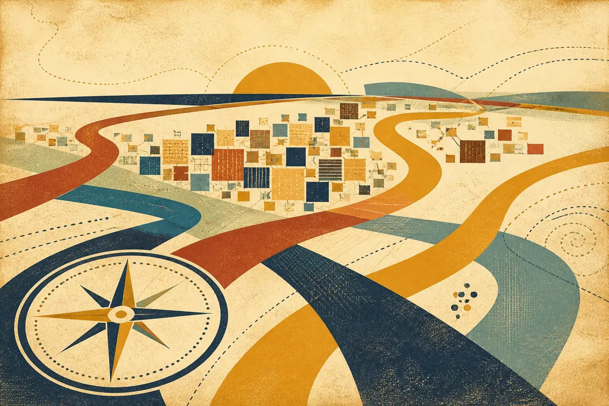 Abstract illustrated map composition for Glendora, United States