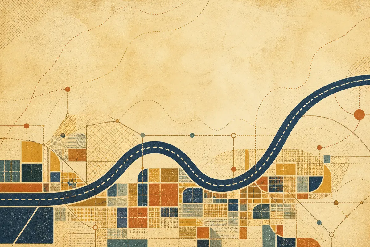 Abstract illustrated map composition for Golden Gate, United States