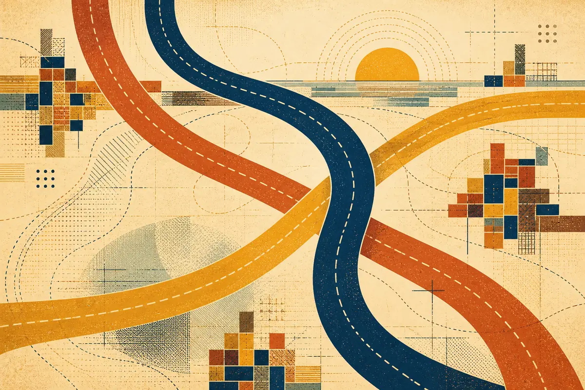 Abstract illustrated map composition for Goleta, United States