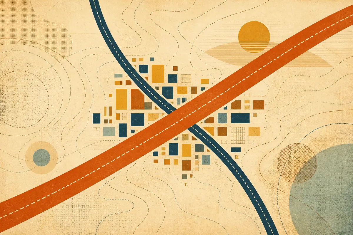 Abstract illustrated map composition for Graham, United States
