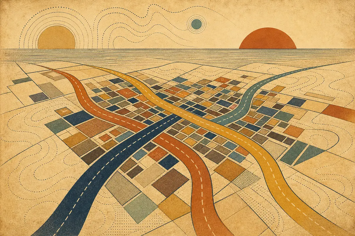 Abstract illustrated map composition for Grand Forks, United States