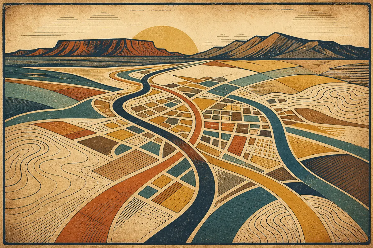 Abstract illustrated map composition for Grand Junction, United States