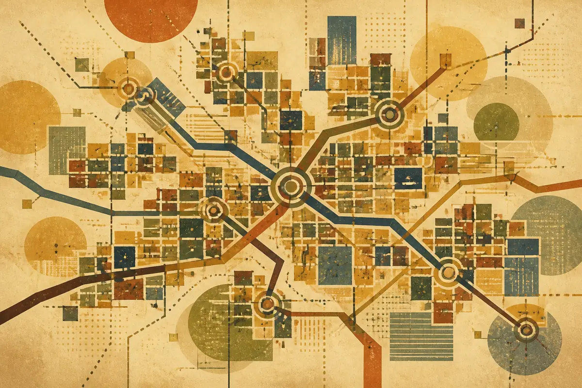 Abstract illustrated map composition for Grand Rapids, United States