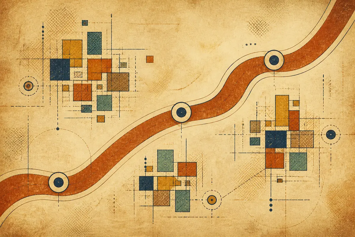 Abstract illustrated map composition for Grants Pass, United States