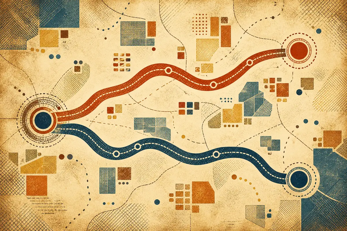 Abstract illustrated map composition for Grapevine, United States