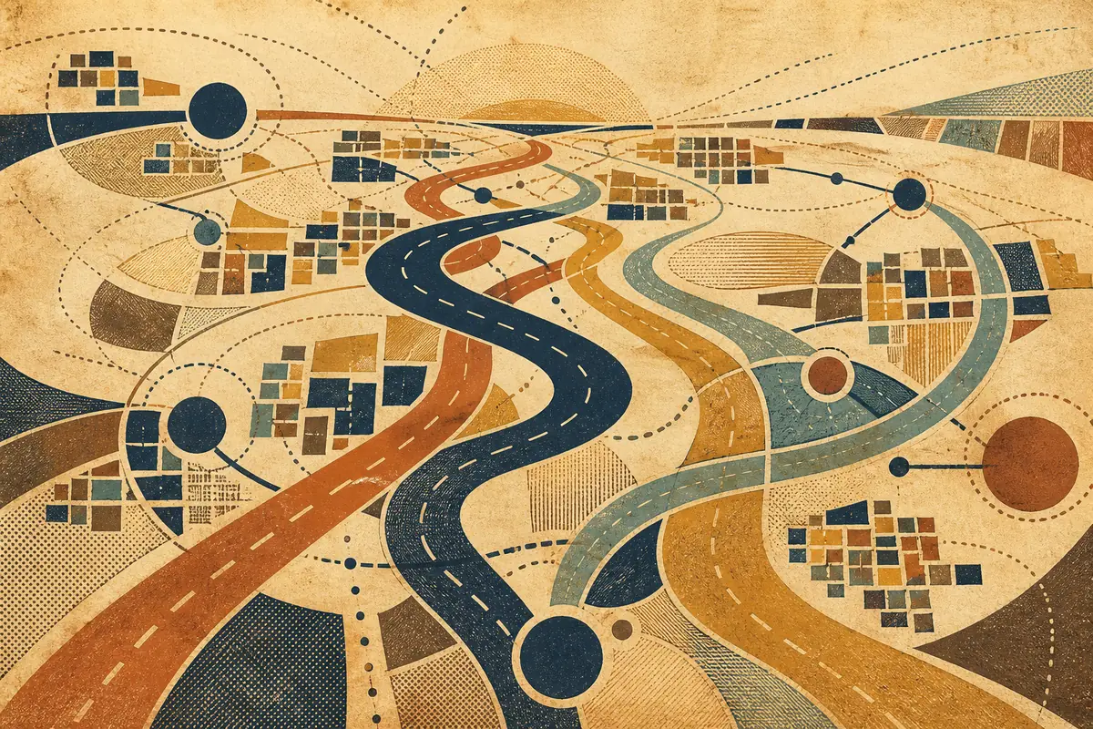 Abstract illustrated map composition for Greenacres, United States