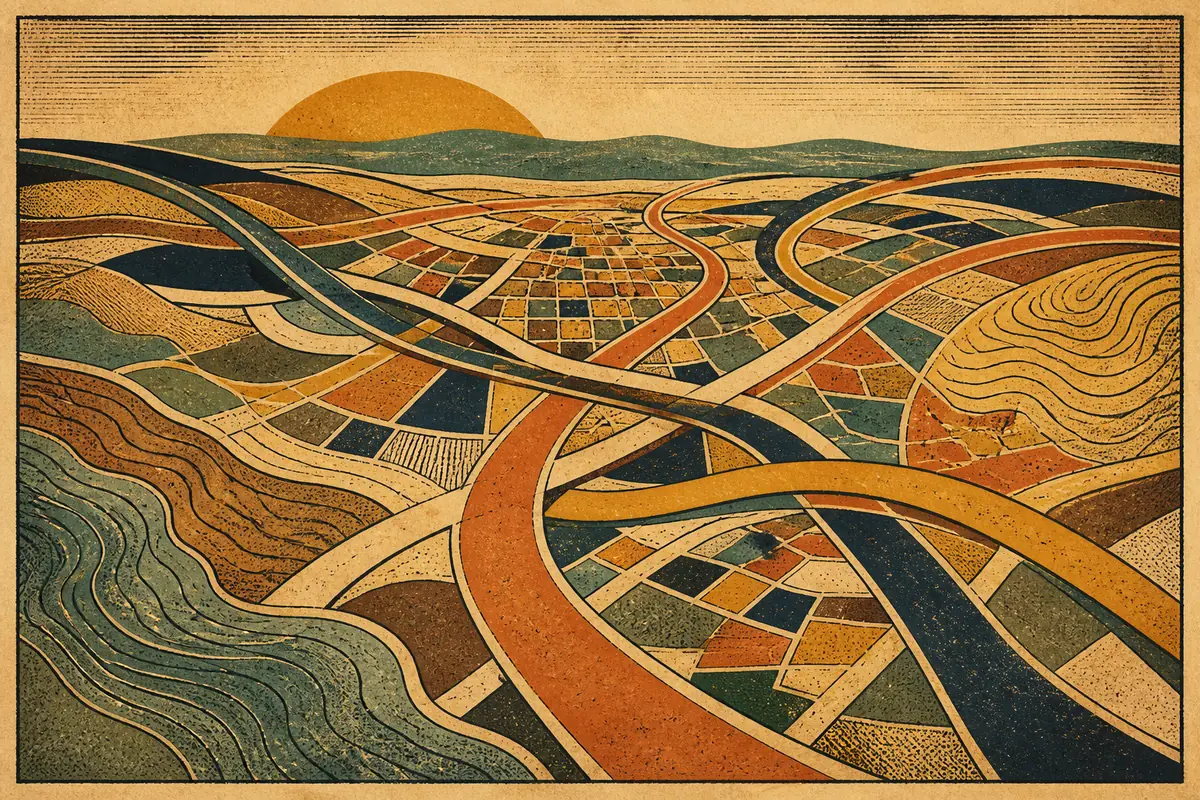 Abstract illustrated map composition for Greenburgh, United States