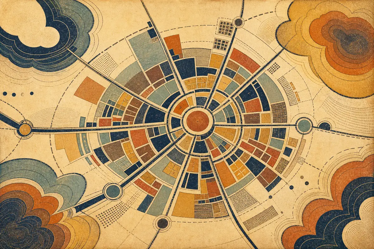 Abstract illustrated map composition for Greensboro, United States