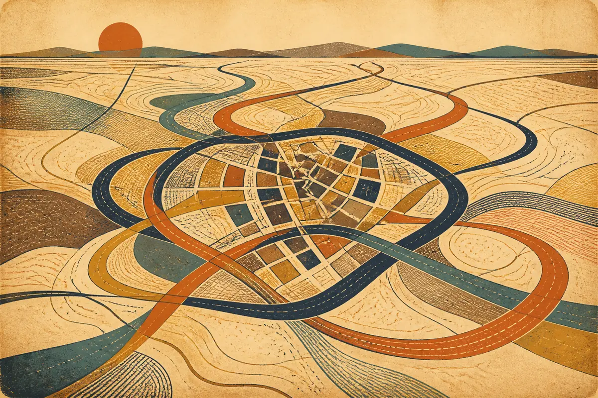 Abstract illustrated map composition for Greenville, United States