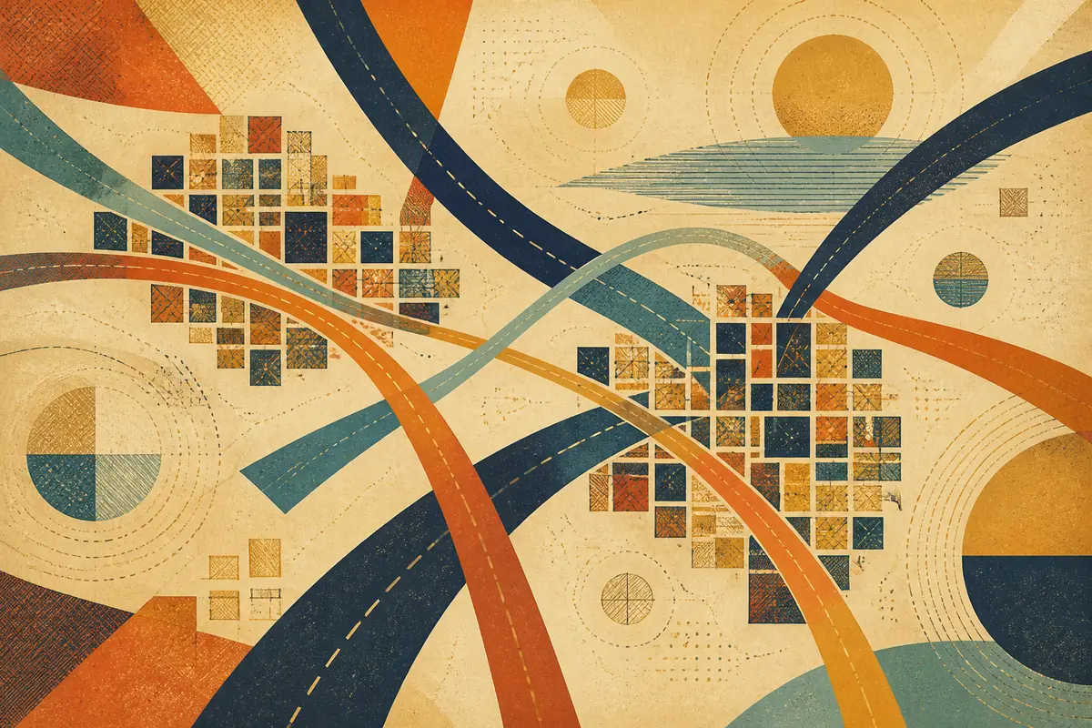 Abstract illustrated map composition for Greer, United States