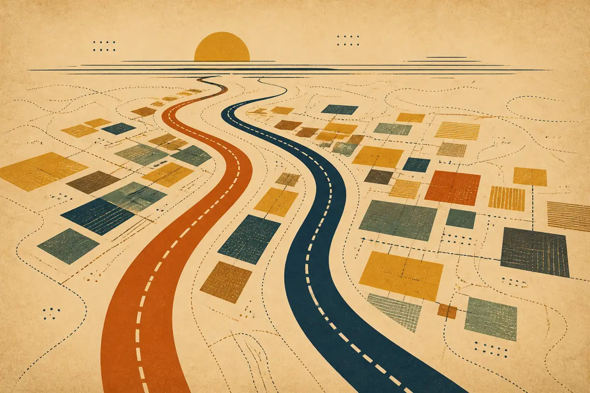 Abstract illustrated map composition for Grove City, United States
