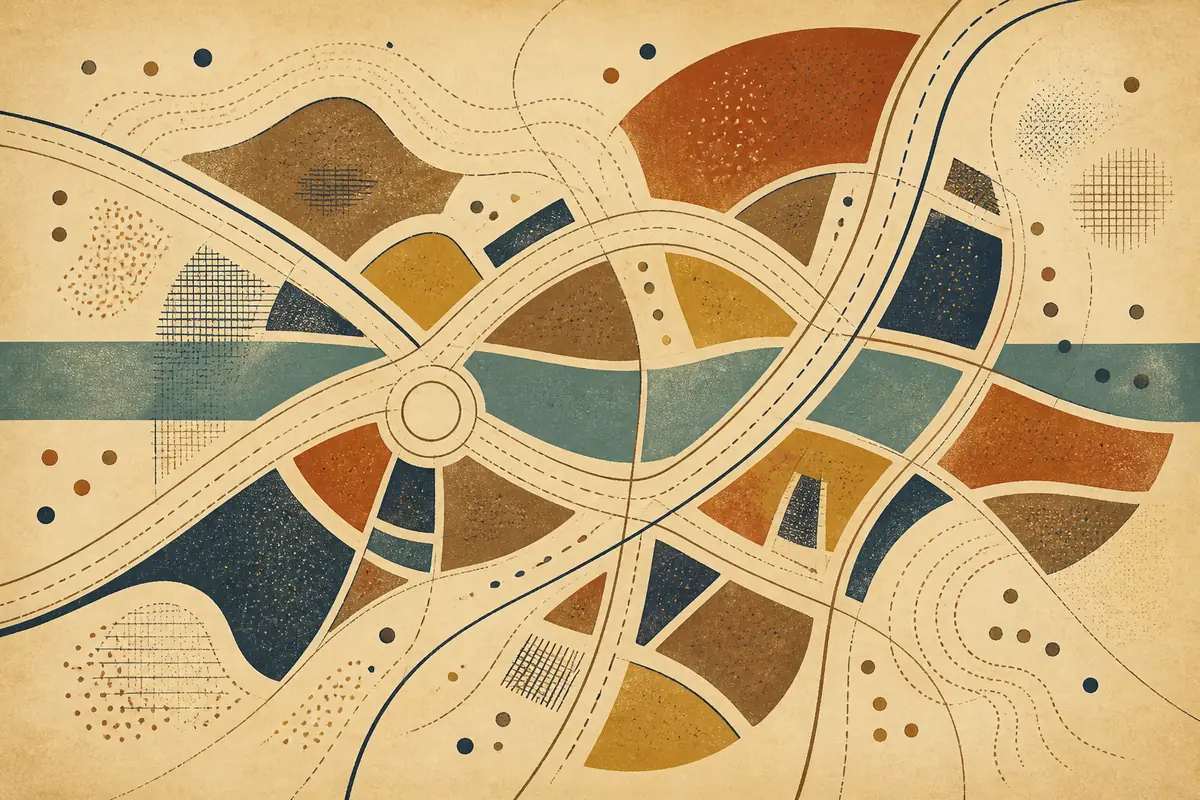 Abstract illustrated map composition for Guilderland, United States