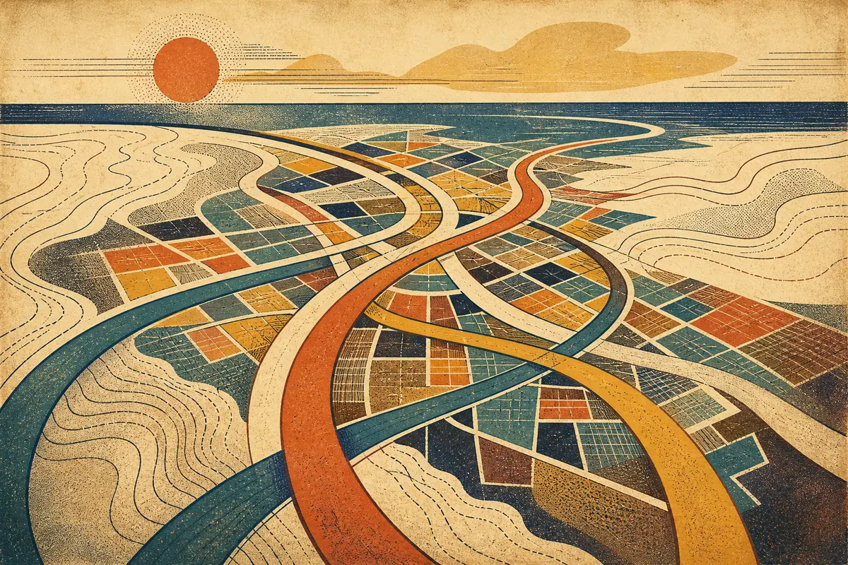 Abstract illustrated map composition for Gulfport, United States