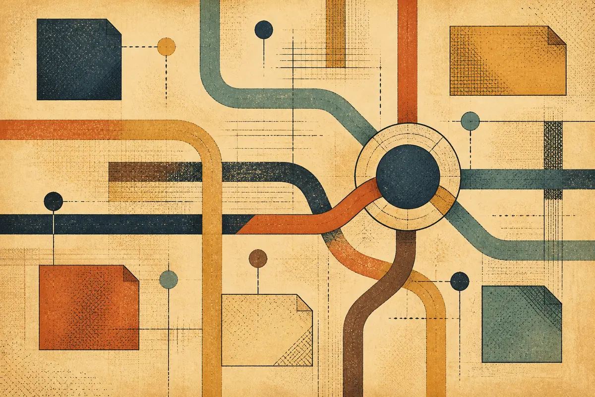 Abstract illustrated map composition for Hacienda Heights, United States