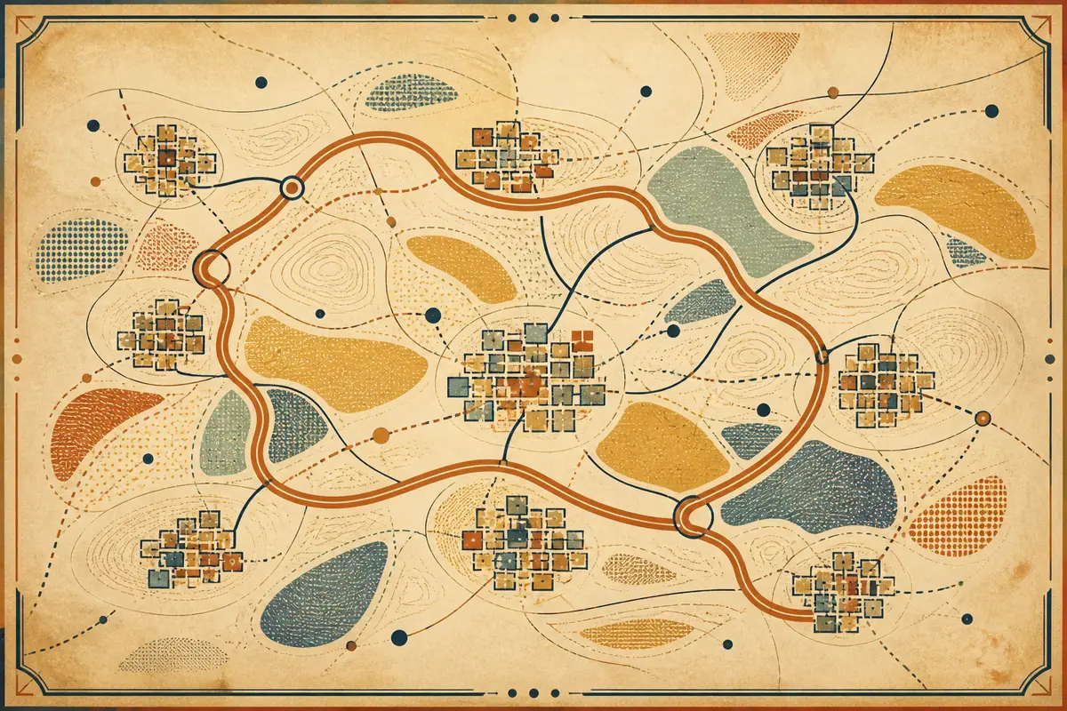 Abstract illustrated map composition for Hagerstown, United States