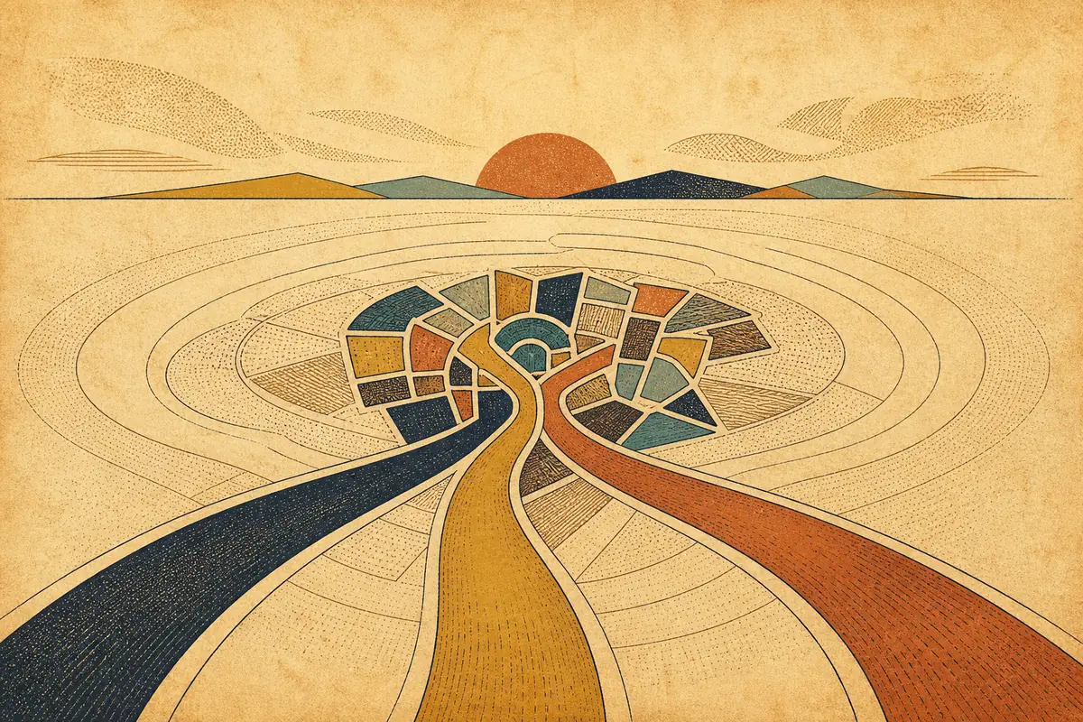 Abstract illustrated map composition for Hamilton, United States